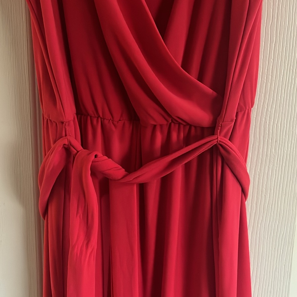 Like new Cupio hot pink, stretch belted cropped wide leg sleeveless jumpsuit-L - Picture 3 of 4